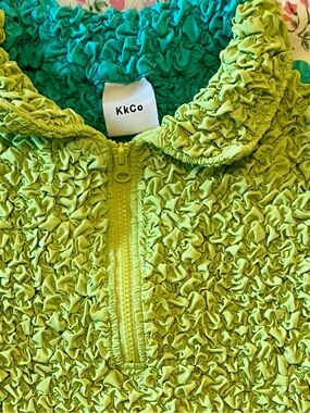 KkCo popcorn half-zip crop top